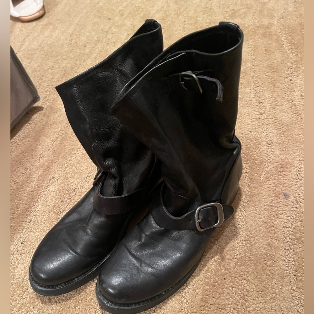 Black Leather Frye Boots Size 9